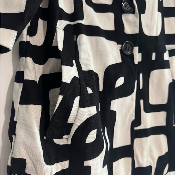 ELLIOTT LAUREN Black/white Jacket/coat Button Side Pockets 3/4 Sleeves Small 4 - Picture 3 of 5